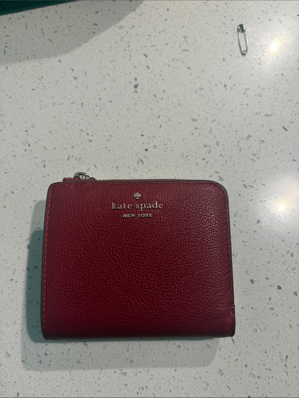 kate spade Red Pebbled Leather Zip Around Wallet